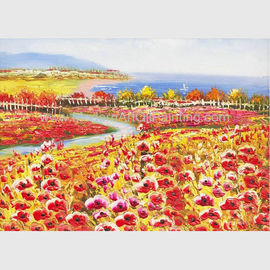 Palet Bıçağı Haşhaş Yağlıboya Renkli Kırmızı Çiçek Ev Dekorasyonu için Tuval Boyama