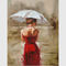 Akrilik Modern Sanat Yağlıboya Dekoratif Duvar Sanatı Tuval Üzerine Kırmızı Elbiseli Kız