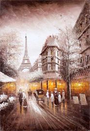 Sokak Manzarası Paris Yağlı Boya Tablo Otel Bıçağı Tuval Üzerine Yağlı Boya Tablo