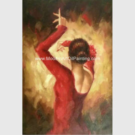 Modern El Yapımı Flamenko Dansçısı Yağlıboya Resim, Soyut Duvar Sanatı Tuval Boyama