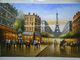 100% El Yapımı Paris Yağlıboya Palet Bıçağı Eyfel Kulesi Paris Manzarası Tuval Üzerine