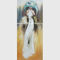 Tuval Modern Sanat Yağlıboya Beyaz Elbiseli Bayan İnce Plastik Katmanla Kaplı